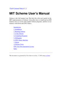 MIT Scheme User's Manual: MIT Scheme User's Manual