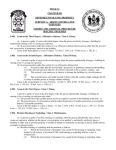 TITLE 11 CHAPTER III OFFENSES INVOLVING PROPERTY SUBPART A. ARSON AND RELATED OFFENSES CRIMES AND CRIMINAL PROCEDURE