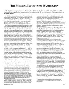 THE MINERAL INDUSTRY OF WASHINGTON This chapter has been prepared under a Memorandum of Understanding between the U.S. Geological Survey and the Washington State Department of Natural Resources, Division of Geology and E