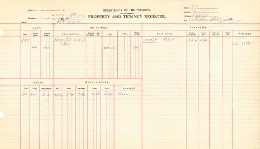 Department of the Interior Property and Tenancy Ledger