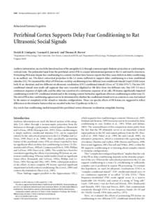 3610 • The Journal of Neuroscience, April 7, 2004 • 24(14):3610 –3617  Behavioral/Systems/Cognitive Perirhinal Cortex Supports Delay Fear Conditioning to Rat Ultrasonic Social Signals