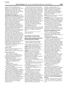 Federal Register / Vol. 76, No[removed]Tuesday, March 15, [removed]Notices mailed to [removed] or mailed to U.S. Department of Education, 400 Maryland Avenue, SW., LBJ, Washington, DC 20202–4537. Please note that 