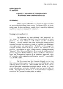 CB[removed]) For discussion on 22 April 2002 Legislative Council Panel on Economic Services Regulation of beauty products and services