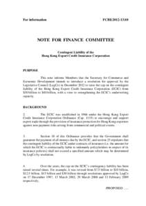 For information  FCRI[removed]NOTE FOR FINANCE COMMITTEE Contingent Liability of the