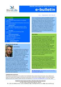 BirdLife International Africa Partnership  e-bulletin July - September 2010 No.25 In this e-bulletin: Cover story