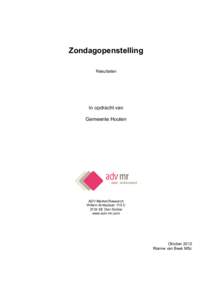 Zondagopenstelling Resultaten In opdracht van Gemeente Houten