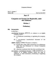 Companies Ordinance A4865 Part 17—Division 1 Section 806  Ord. No. 28 of 2012