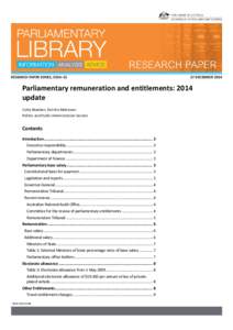 RESEARCH PAPER SERIES, 2014–[removed]DECEMBER 2014 Parliamentary remuneration and entitlements: 2014 update