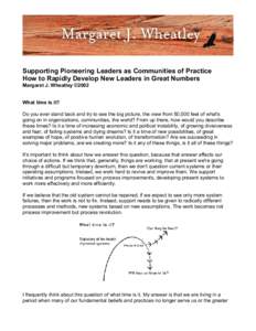 Supporting Pioneering Leaders as Communities of Practice How to Rapidly Develop New Leaders in Great Numbers Margaret J. Wheatley ©2002 What time is it? Do you ever stand back and try to see the big picture, the view fr