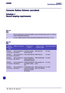 CONRED  Schedule 1 Record keeping requirements  Consumer Redress Schemes sourcebook