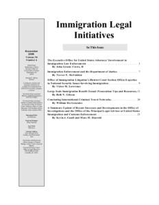 Immigration Legal Initiatives In This Issue November 2008 Volume 56