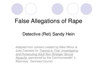 False Allegations of Rape