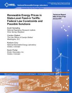 Renewable Energy Prices in State-Level Feed-in Tariffs: Federal Law Constraints and Possible Solutions