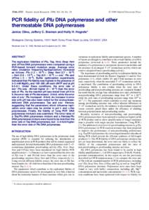  1996 Oxford University Press  3546–3551 Nucleic Acids Research, 1996, Vol. 24, No. 18 PCR fidelity of Pfu DNA polymerase and other thermostable DNA polymerases