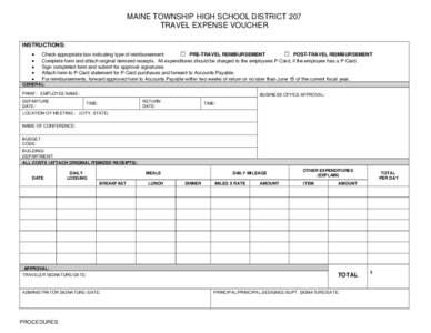 MAINE TOWNSHIP HIGH SCHOOL DISTRICT 207 TRAVEL EXPENSE VOUCHER INSTRUCTIONS:   