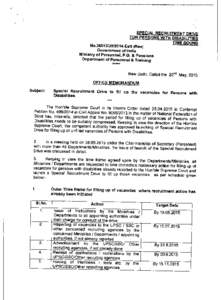 SPECIAL RECRUITMENT DRIVE FOR PERSONS WITH DISABILITIES TIME BOUND NoEstt (Res) Government of India