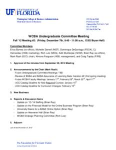 WCBA Undergraduate Committee Meeting December 7th, 2012