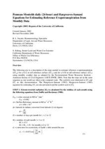 Atmospheric sciences / Chemistry / Equations / Penman–Monteith equation / Evapotranspiration / Vapor pressure / Penman equation / Blaney–Criddle equation / Agronomy / Water / Hydrology