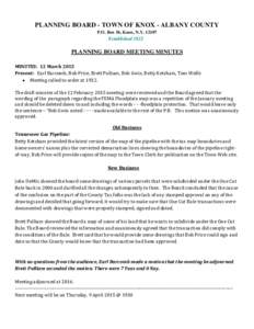 PLANNING BOARD - TOWN OF KNOX - ALBANY COUNTY P.O. Box 56, Knox, N.YEstablishedPLANNING BOARD MEETING MINUTES