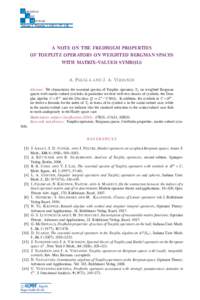 Operators and Matrices Volume 5, Number), 97–106  A NOTE ON THE FREDHOLM PROPERTIES