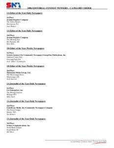 2006 Editorial Contest Winners - Category Listing
