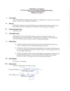 Designated Local Authority Successor Agency for Pismo Beach Redevelopment Agency Joint Special Meting Minutes September 16, 2O1S  I.