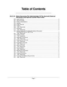 Table of Contents[removed]Rules Governing The Administration Of The Sawtooth National Recreation Area Special License Plate Funds 000. Legal Authority. .................................................................