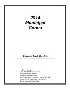 2014 Municipal Codes Updated April 14, 2014