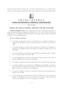 Hong Kong Exchanges and Clearing Limited and The Stock Exchange of Hong Kong Limited take no responsibility for the contents of this document, make no representation as to its accuracy or completeness and expressly discl