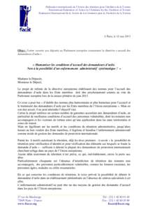 Fédération internationale de l’Action des chrétiens pour l’abolition de la Torture International Federation of Action by Christians for the Abolition of Torture Federación Internacional de la Acción de los Crist