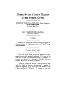 United States Court of Appeals for the Federal Circuit ______________________ INTOUCH TECHNOLOGIES, INC., doing business as InTouch Health,