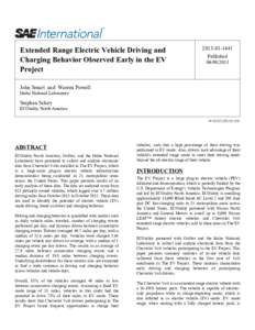 Extended Range Electric Vehicle Driving and Charging Behavior Observed Early in the EV Project[removed]Published