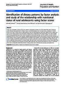 Identification of dietary patterns by factor analysis and study of the relationship with nutritional status of rural adolescents using factor scores