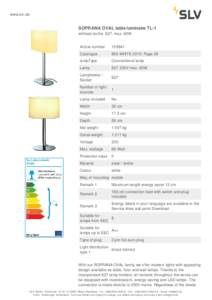 www.slv.de  SOPRANA OVAL table luminaire TL-1 whitees textile, E27, max. 60W Article number