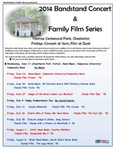Westchester Public Library presents[removed]Bandstand Concert &  Family Film Series