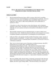 [removed]FACT SHEET FINAL AIR TOXICS RULE FOR FERROALLOYS PRODUCTION: FERROMANGANESE AND SILICOMANGANESE
