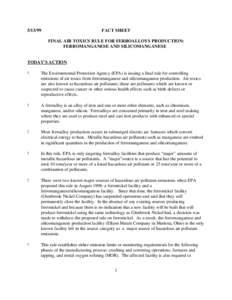 Air pollution / Air pollution in the United States / United States Environmental Protection Agency / Air dispersion modeling / Ferroalloy / National Emissions Standards for Hazardous Air Pollutants / Ferromanganese / Clean Air Act / Environment / Pollution / Emission standards