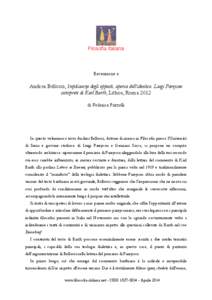 Filosofia Italiana  Recensione a Andrea Bellocci, Implicanza degli opposti, aporia dell’identico. Luigi Pareyson interprete di Karl Barth, Lithos, Roma 2012