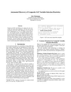 Automated Discovery of Composite SAT Variable-Selection Heuristics Alex Fukunaga Computer Science Department University of California, Los Angeles [removed]