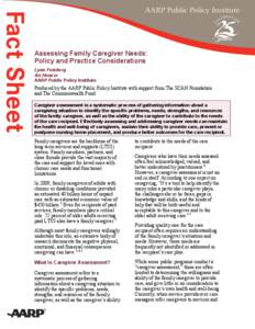 Assessing Family Caregiver Needs: Policy and Practice Considerations