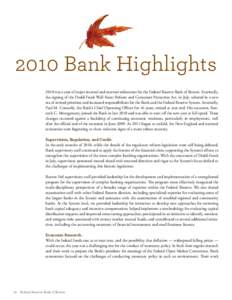 2010 Bank Highlights: 2010 Annual Report