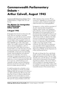 Commonwealth Parliamentary Debate - Arthur Calwell, 2 August 1945