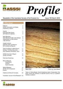 Prof ile Newsletter of the Australian Society of Soil Science Inc. Issue 156 MarchIn this Issue