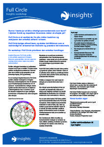 Full Circle Insights-workshop Kunne I tænke jer at blive virkeligt sammentømrede som team? I dybden forstå og respektere hinandens måder at arbejde på?