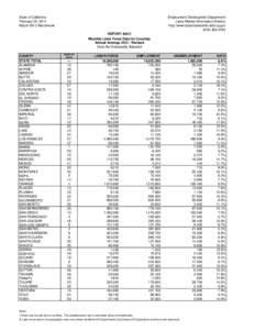 State of California February 25, 2014 March 2013 Benchmark Employment Development Department Labor Market Information Division