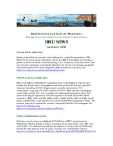 Rural Economy and Land Use Programme Harnessing the social and natural sciences for sustainable rural development RELU NEWS April-June 2006 Farmed fish for ethnic food