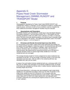 Appendix E: Popes Head Creek Stormwater Management (SWMM) RUNOFF and TRANSPORT Model 1