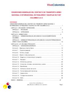 CONDICIONES GENERALES DEL CONTRATO DE TRANSPORTE AÉREO NACIONAL E INTERNACIONAL DE PASAJEROS Y EQUIPAJE