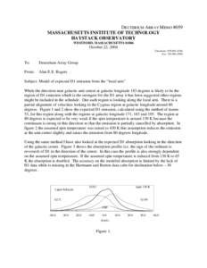 DEUTERIUM ARRAY MEMO #059 MASSACHUSETTS INSTITUTE OF TECHNOLOGY HAYSTACK OBSERVATORY WESTFORD, MASSACHUSETTSOctober 22, 2004