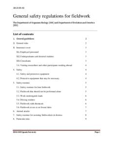 General safety regulations for fieldwork The Department of Organism Biology (IOB) and Department of Evolution and Genetics (IEG) ____________________________________________________________________________